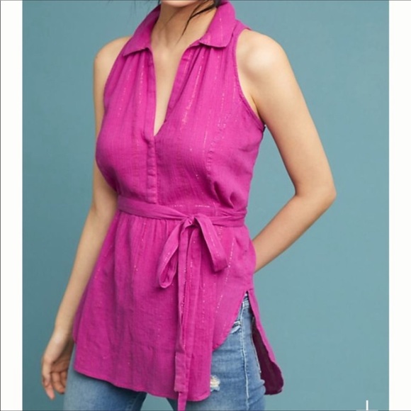 Anthropologie-Maeve-Marana Metallic Tunic Top - Picture 2 of 8